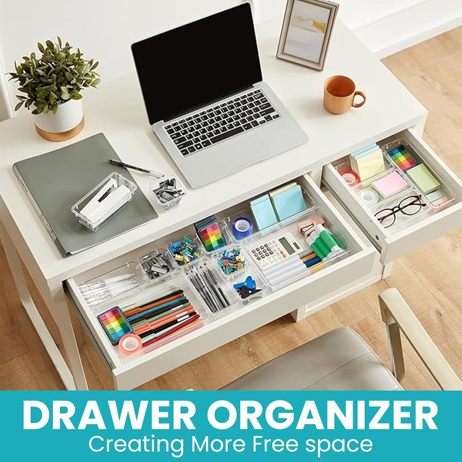 Acrylic  Drawer Organizer Set 5 Pcs Versatile Storage For Makeup, Jewelry, Vanity, Bathroom, Bedroom, Office Organizer Kitchen