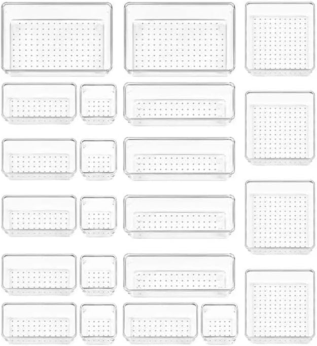 Acrylic  Drawer Organizer Set 5 Pcs Versatile Storage For Makeup, Jewelry, Vanity, Bathroom, Bedroom, Office Organizer Kitchen