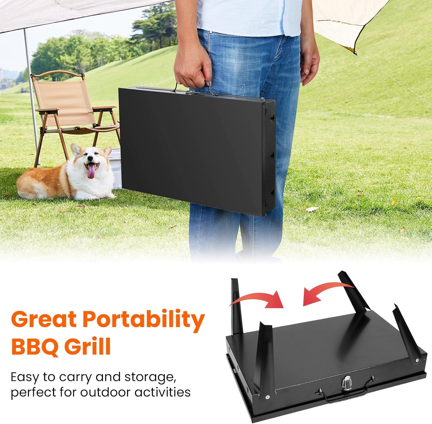 Adjustable Portable Charcoal Grill - Bbq Tools
