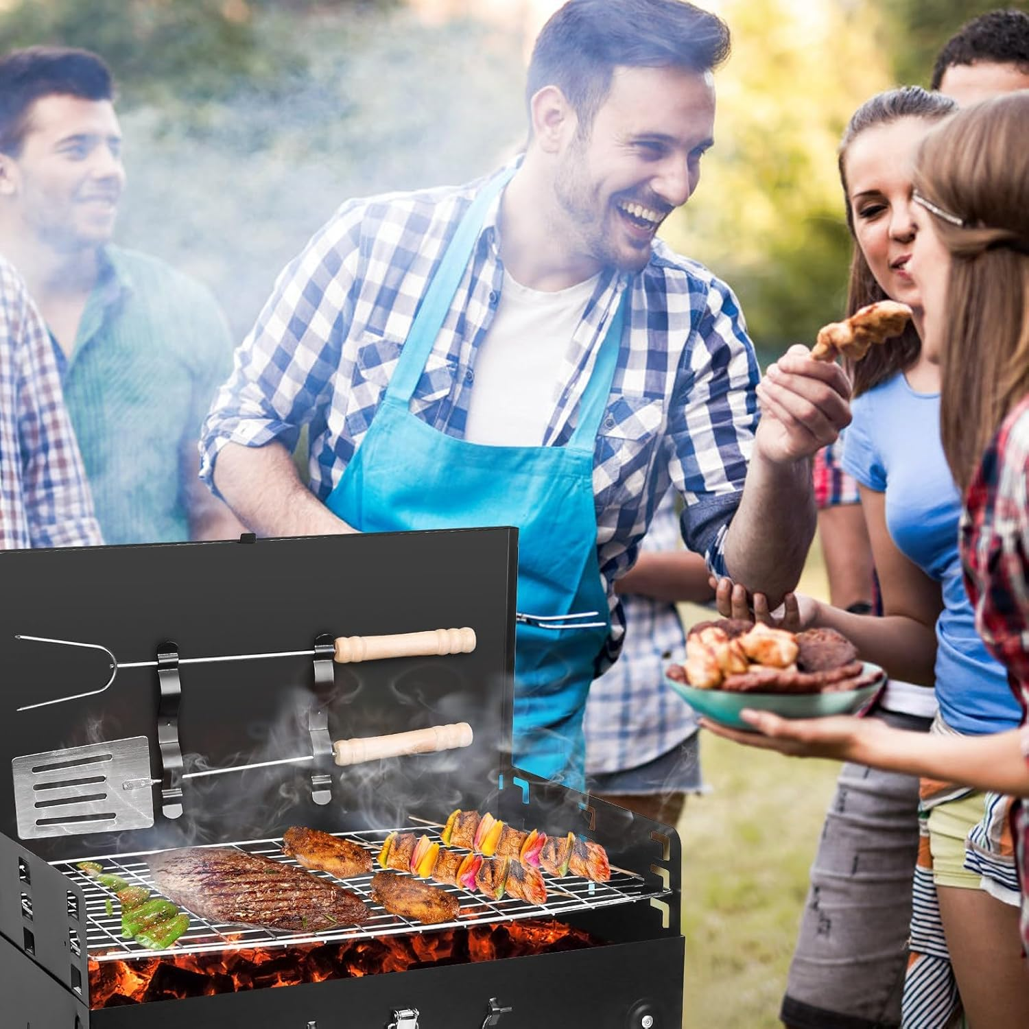 Adjustable Portable Charcoal Grill - Bbq Tools