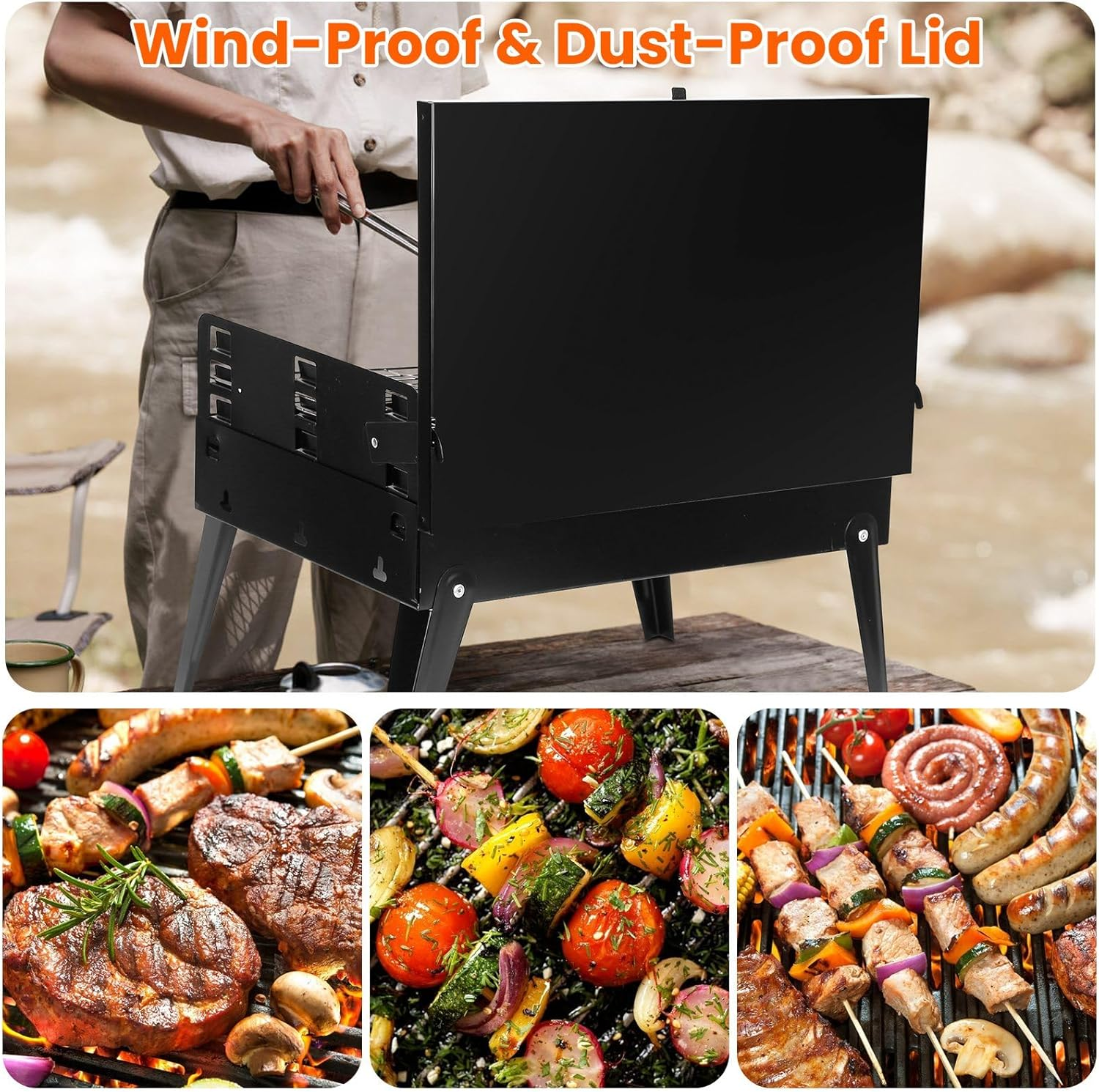 Adjustable Portable Charcoal Grill - Bbq Tools