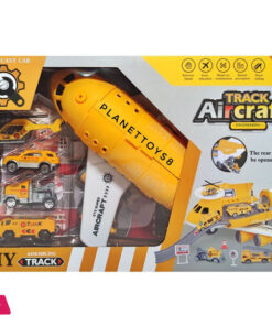 Airplane Track Set - Transport Plane with 3 Mini Cars and 1 Mini Helicopter Education Vehicle