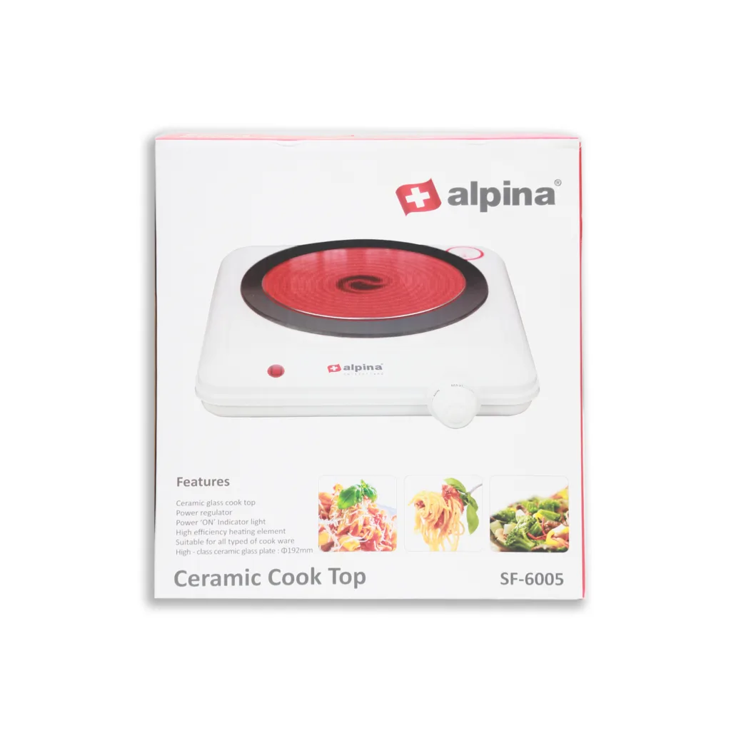 Alpina Sf-6005 Glasstop Single Ceramic Hotplate 1250W