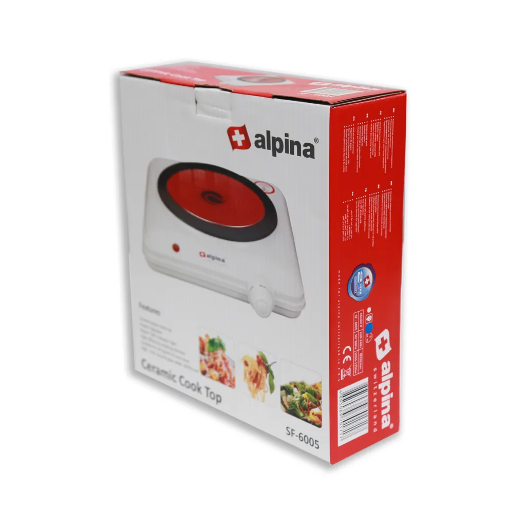 Alpina Sf-6005 Glasstop Single Ceramic Hotplate 1250W