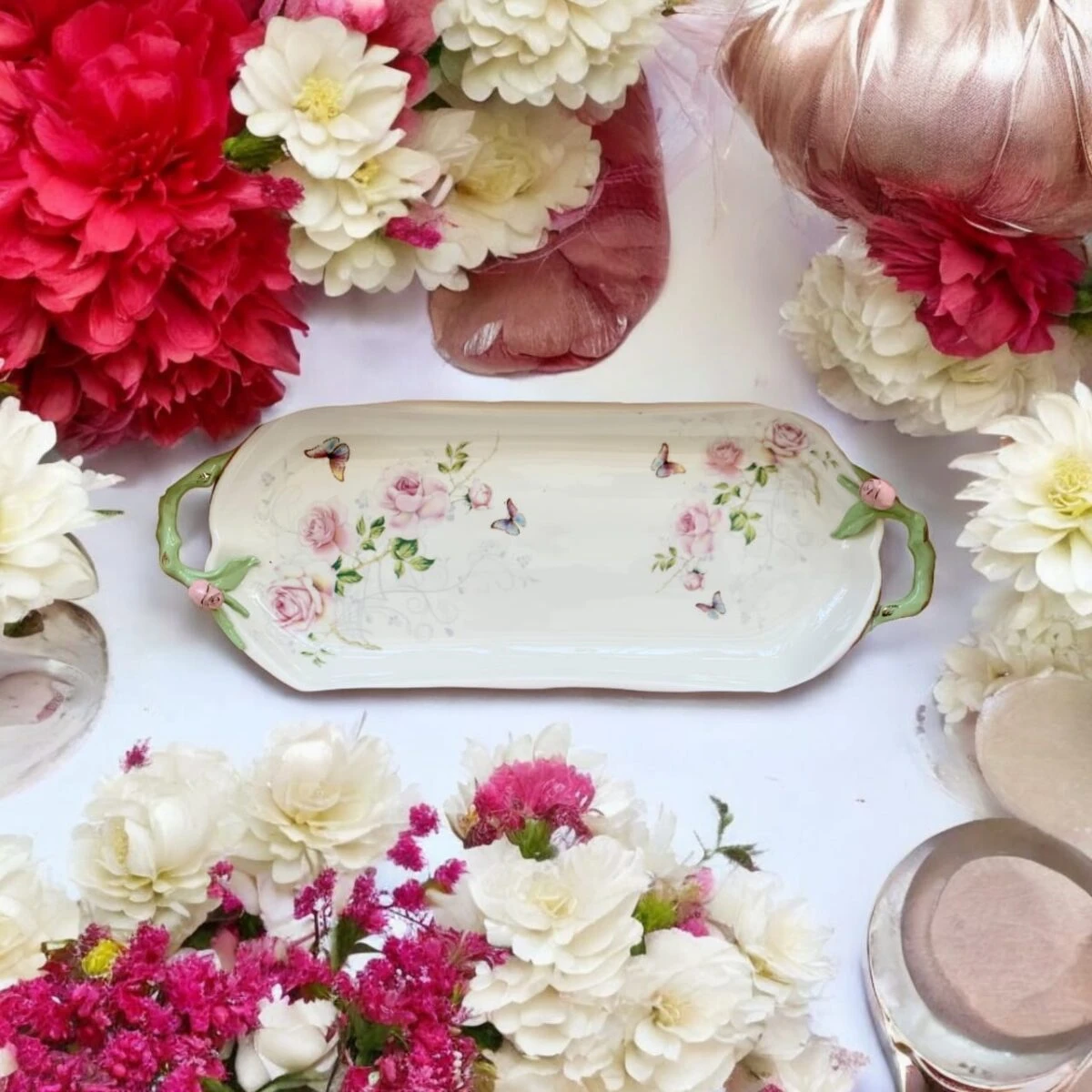 Angela Butterfly Rose Garden Tray With Handle 4 Angela Butterfly Rose Garden Tray With Handle