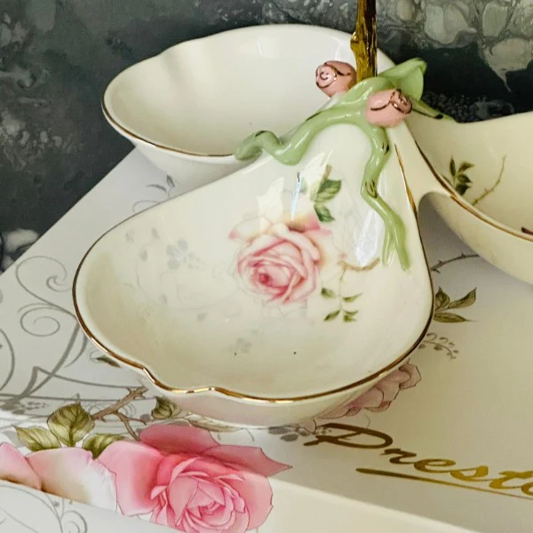 Angela Butterfly Rose Garden Tri-Bowl Serve