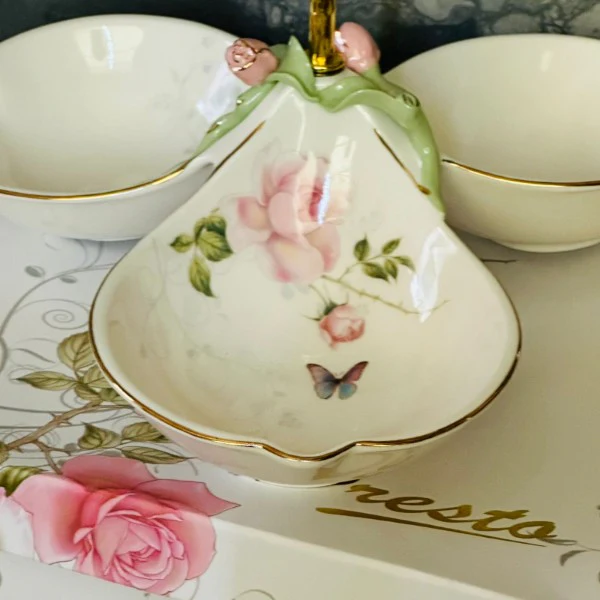 Angela Butterfly Rose Garden Tri-Bowl Serve