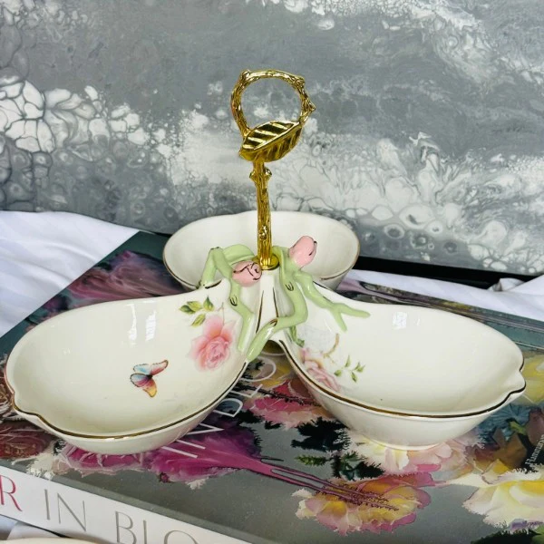 Angela Butterfly Rose Garden Tri-Bowl Serve