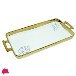Angela Ceramic Rectangular Platter Large Golden/Silver
