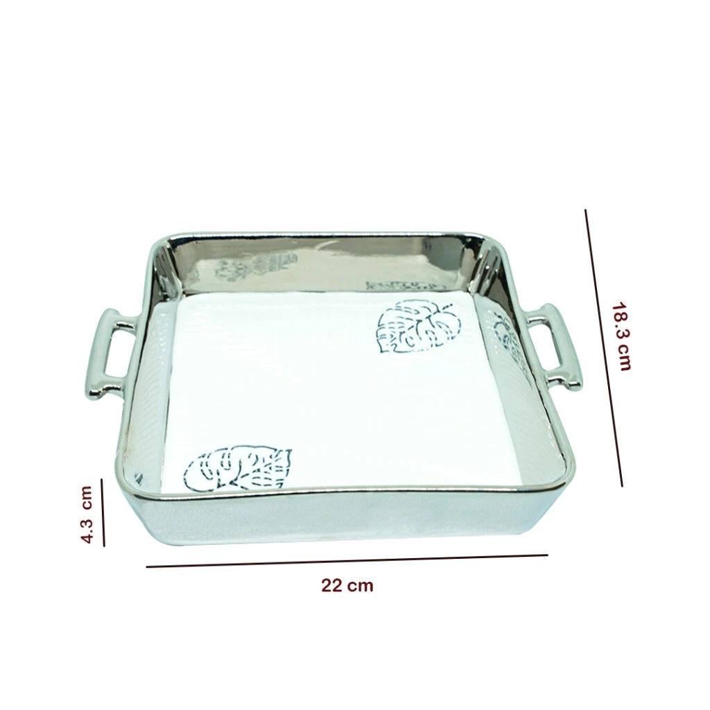 Angela Ceramic Square Dish Deep Golden/Silver