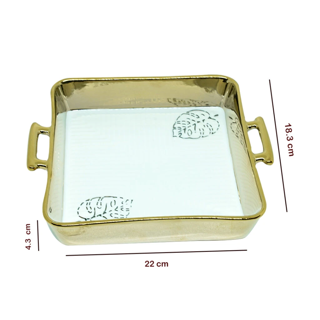 Angela Ceramic Square Dish Deep Golden/Silver