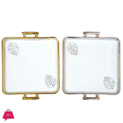 Angela Ceramic Square Platter Large Golden/Silver