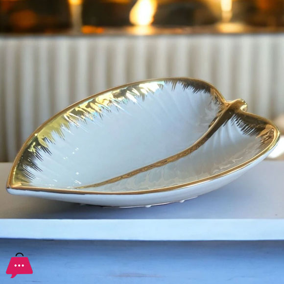 Angela Leaf Ceramic White Tray 3 Angela Leaf Ceramic White Tray