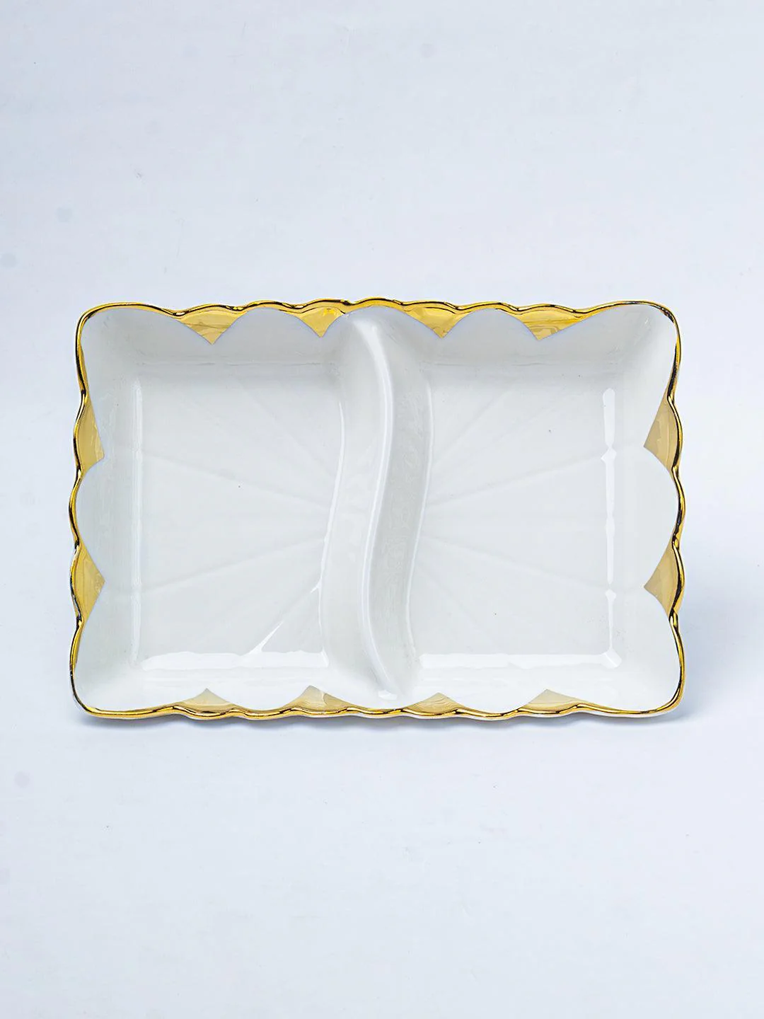 Angela Rectangular Floral Double Plate