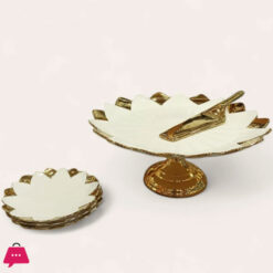 Angela Round Ceramic Cake Plate with Stand Set