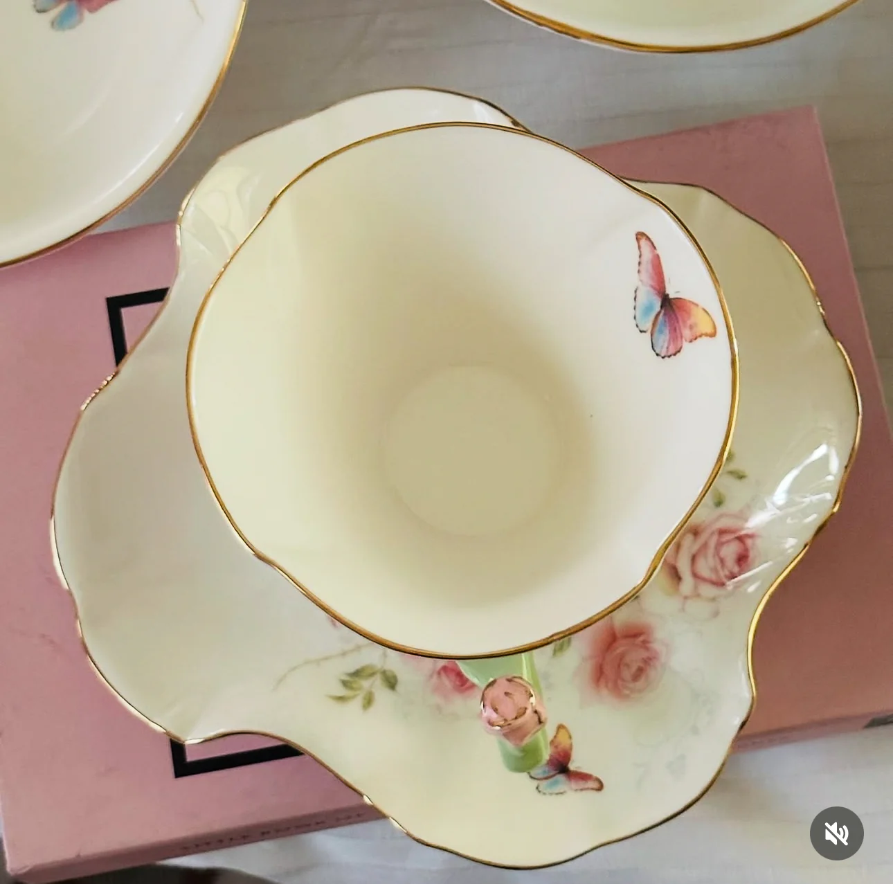 Butterfly Garden Rose Set Of Six Cups And Saucers