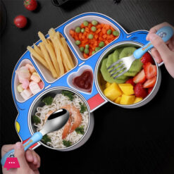 Car-shaped Divided Plate Snack Plate Dinnerware Eating with Spoon Fork