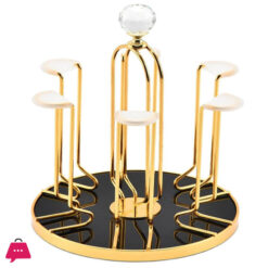 Cup Rack Mug Holder Showcase Modern 6 Mug Hooks Tree Stand Kitchen Table Mirrored Teacups