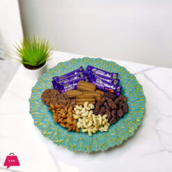 Decorative Glass Decoration Plate With Intricate Bubble Pattern-13 Inches