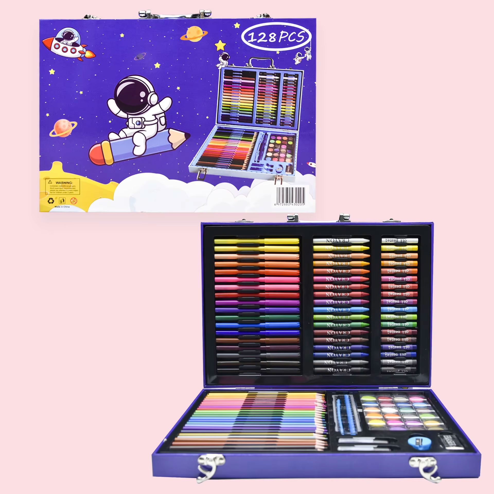 Drawing Art Set For Kids Painting Box Packing Crayon Watercolor Painting Set - 128 Pcs