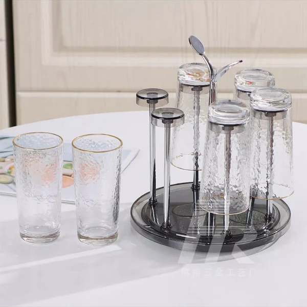 Durable Rust Free Scratch Free Rotating 6 Pcs Glass Tumbler Holder