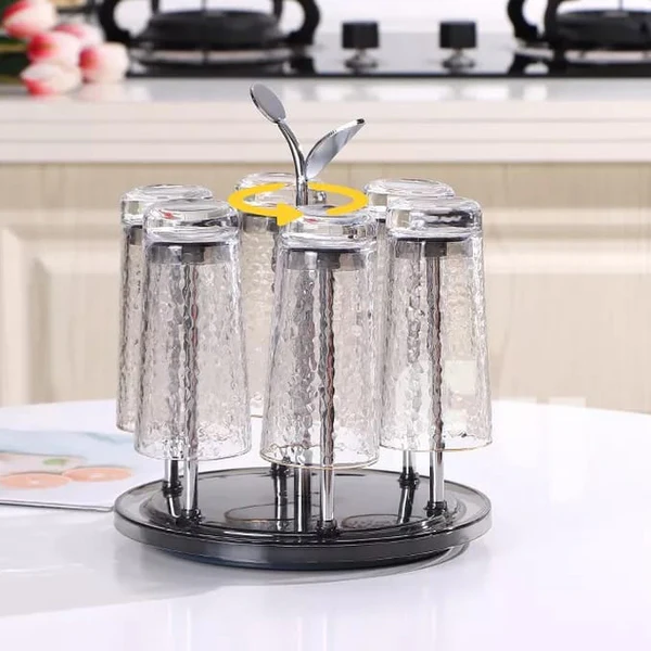 Durable Rust Free Scratch Free Rotating 6 Pcs Glass Tumbler Holder