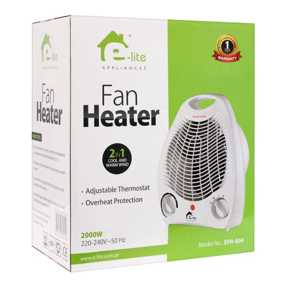 E-Lite Fan Heater - Efh-804 White