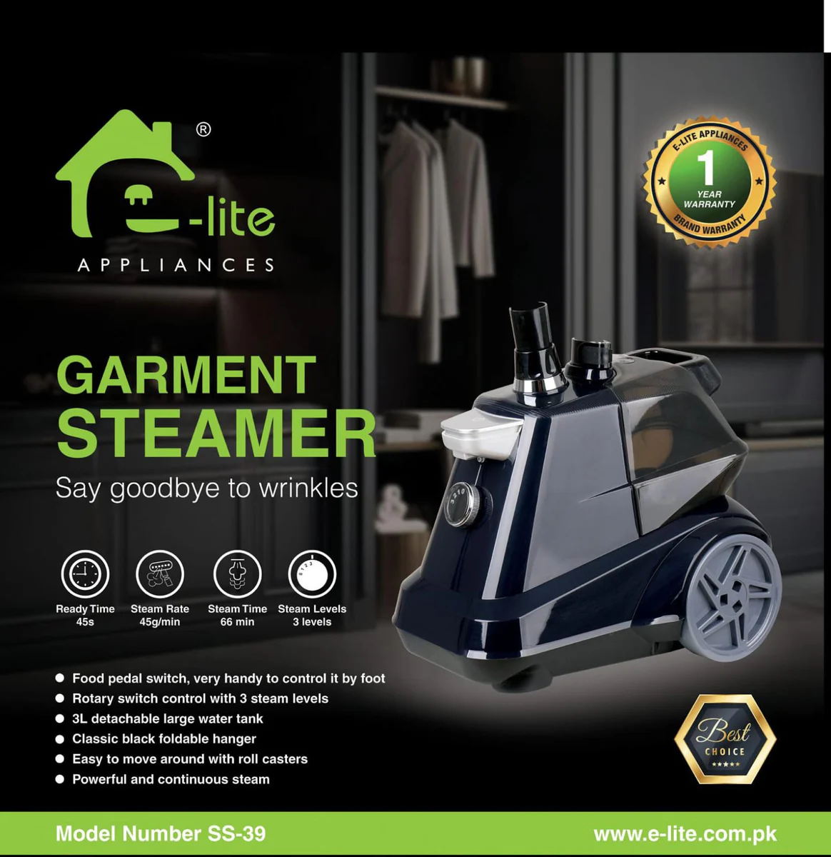 E - Liter Garment Steamer Ss39