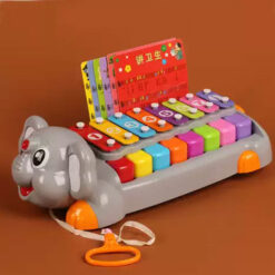 Elephant Musical Piano With 6 Music Sheets And 2 Percussion Sticks For Children's