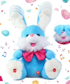Emoin Easter Bunny Stuffed Animal Baby Toys Talking Bunny Peek-A-Boo Toys with Floppy Ear Repeats What You Say Singing Plush Rabbit Birthday Gift for Kids Girls Boys