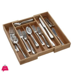 Expandable Bamboo Kitchen Drawer Organizer Cutlery Tray