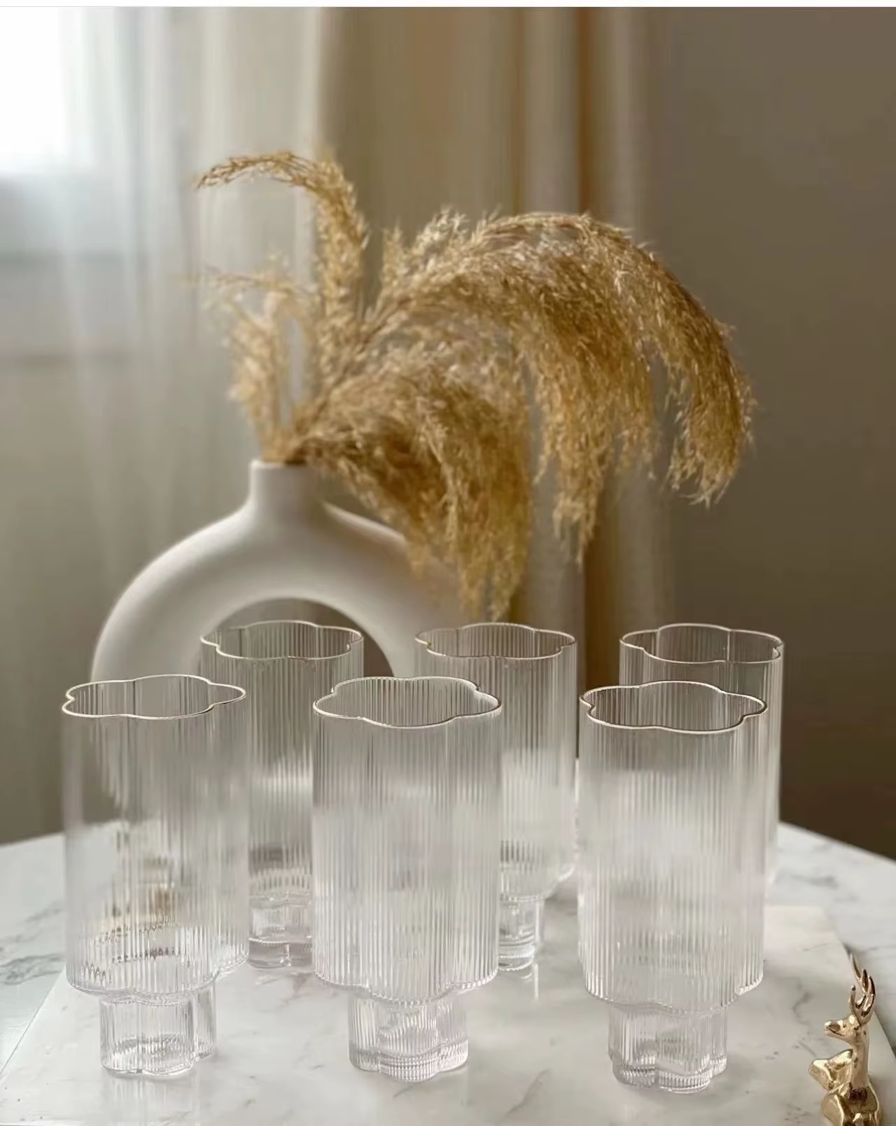Flower Shape Glass Set Home Table Decor Creative Drinkware Glassware Set Of 6