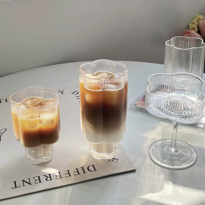 Flower Shape Glass Set Home Table Decor Creative Drinkware Glassware Set Of 6