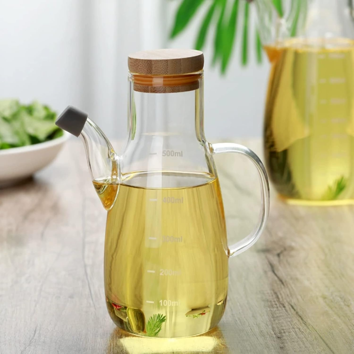 Glass Olive Oil Dispenser Bottle Leakproof Oil And Vinegar Dispenser Cruet With Non-Slip Handle 1000 Ml