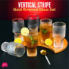 Gold Rimmed Vertical Stripe Ribbed Fluted Bottom Glass Set Of 6 - Glassware Set