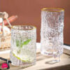 Ice Texture Gold Trimmed Crystal Drink Glass 300 &Amp; 400Ml