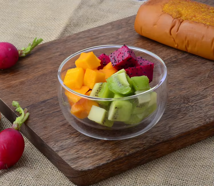 Insulated Double Wall Borosilicate Glass Salad Soup Icecream Serving Bowl