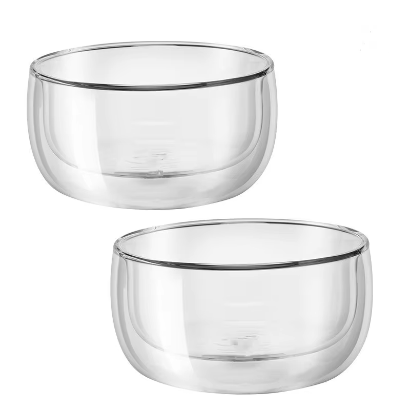 Insulated Double Wall Borosilicate Glass Salad Soup Icecream Serving Bowl