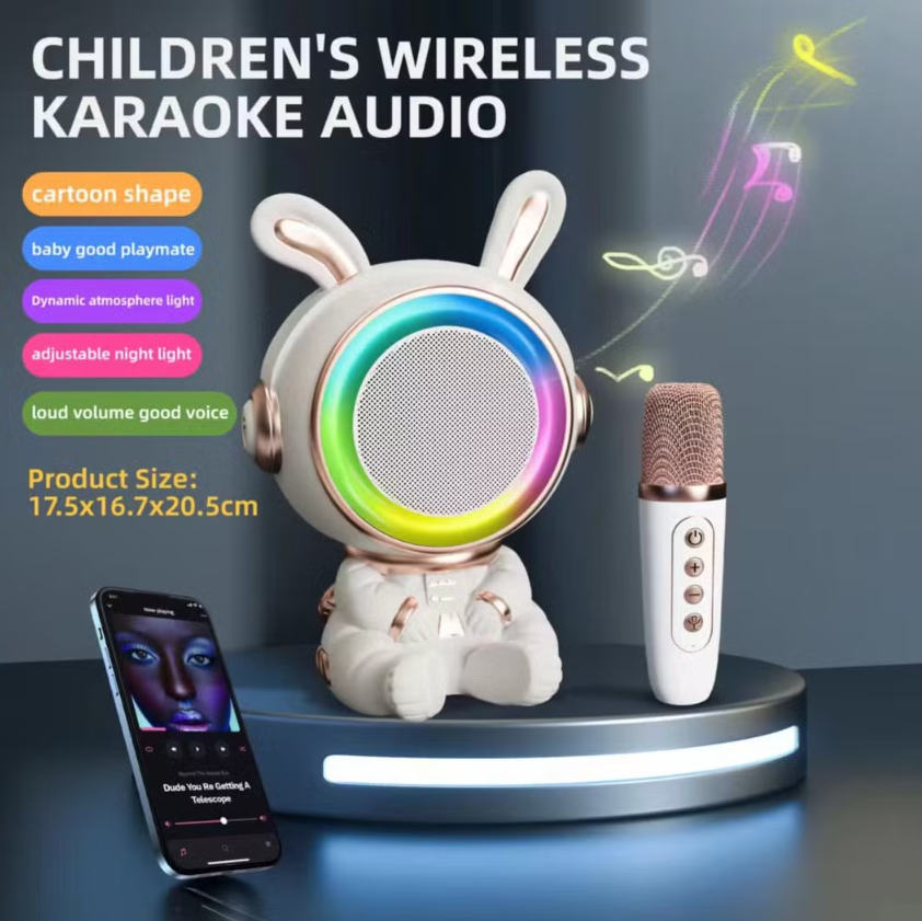 Children′S Wireless Karaoke Cartoon Style Portable Bt Speaker Microphone Volume Control Stereo Speaker Toys