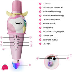 Kids Karaoke Microphone Machine For Kids Toys With Wireless Bluetooth Mic Speaker