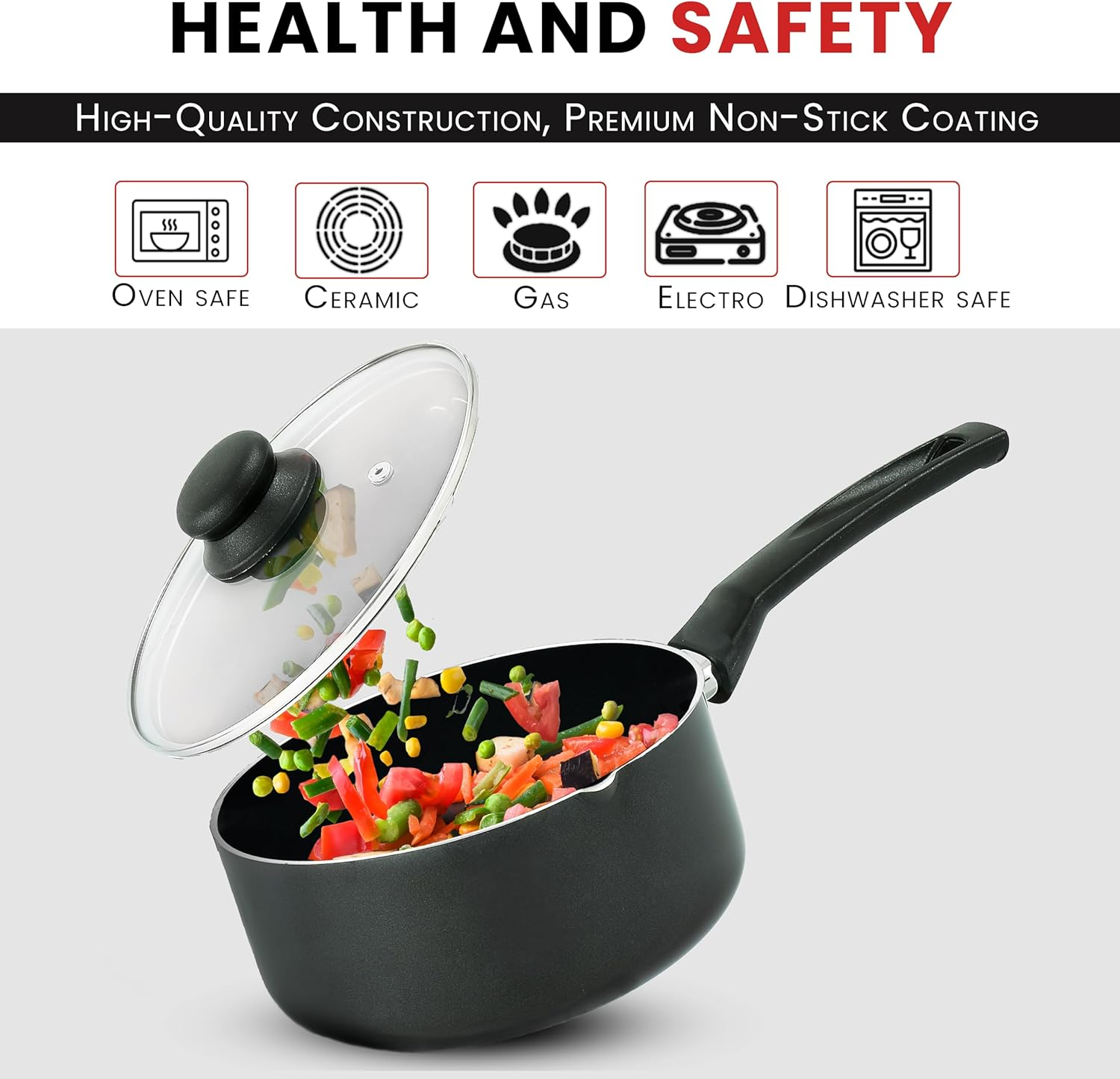 Kitchen King Cookware 15 Pieces Pots And Pans Cooking Set With Lids Non Stick Frying Pans Saucepans And Casserole Dishes Set With 5 Different Spoons Fusion Cooking Set