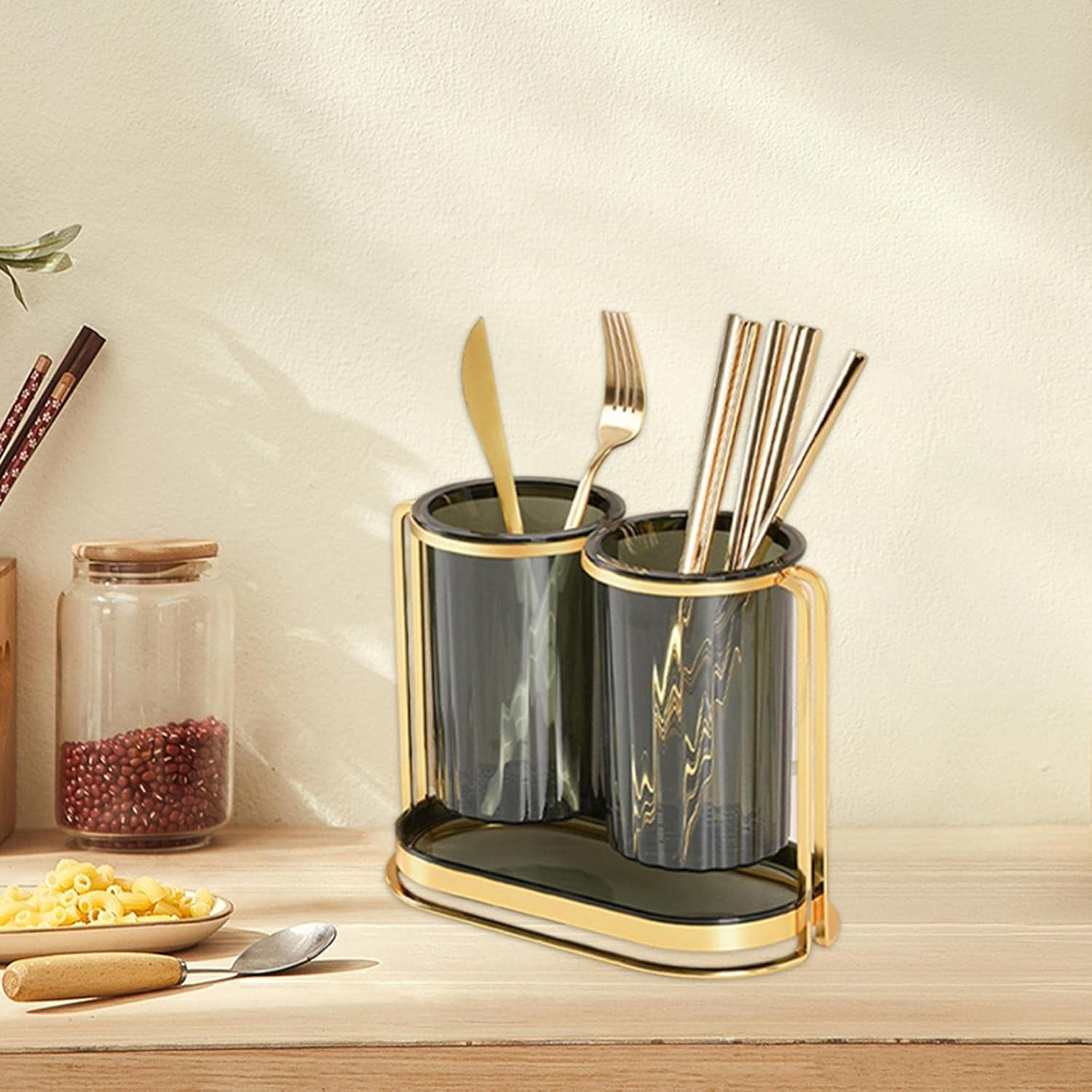 Kitchen Utensil Holder Tableware Stand Cutlery Holder Spoon Fork Holder Double Jar 8 Kitchen Utensil Holder Tableware Stand Cutlery Holder Spoon Fork Holder Double Jar