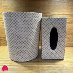 Leather Dustbin Tissue Box Set