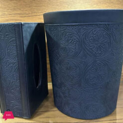 Leather Dustbin Tissue Box Set
