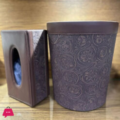 Leather Dustbin Tissue Box Set