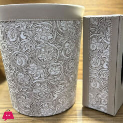 Leather Dustbin Tissue Box Set