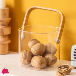 Multi-Purpose Square Pyrex Glass Bucket With Bamboo Handle