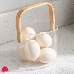 Multi-Purpose Square Pyrex Glass Bucket With Bamboo Handle