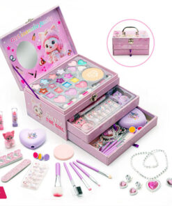 Non Toxic Real Makeup Kit Lip Nail Toys for Girls Princess Real Washable Cosmetic Toys Kids Makeup Kit Set