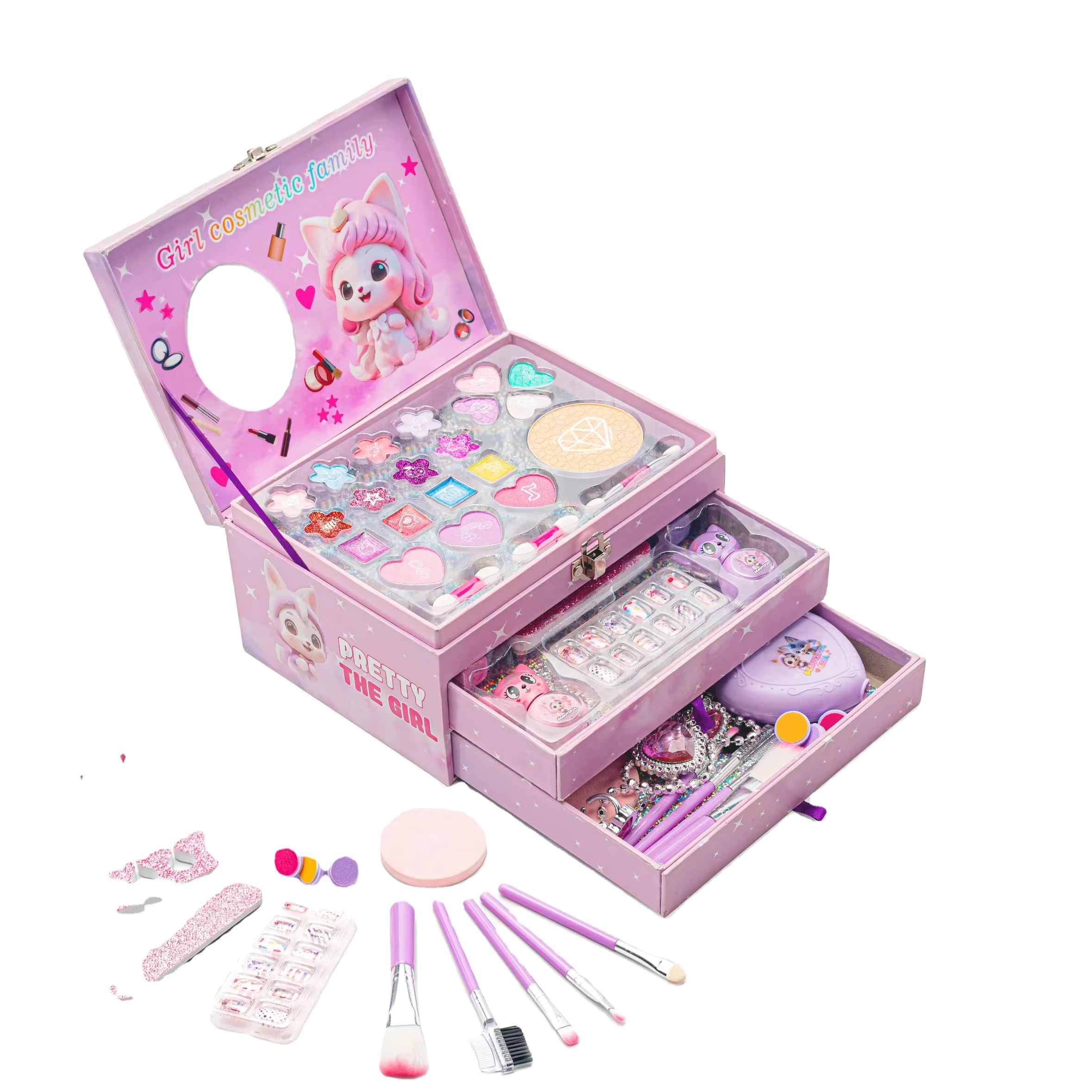 Non Toxic Real Makeup Kit Lip Nail Toys For Girls Princess Real Washable Cosmetic Toys Kids Makeup Kit Set